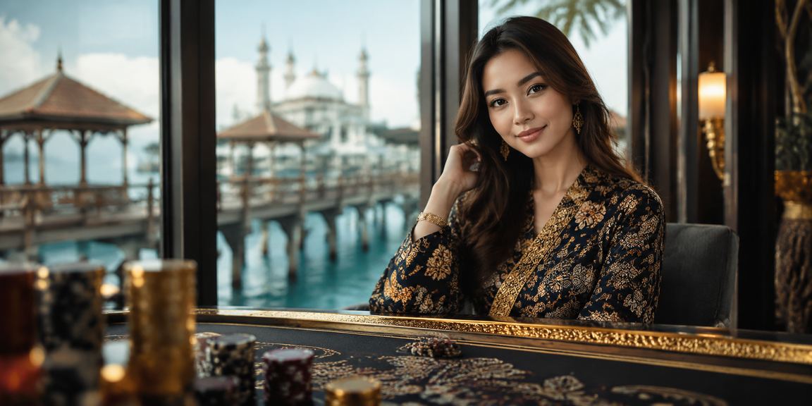 Permainan baccarat Terengganu dengan latar belakang corak batik tempatan